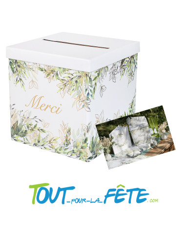Urne Feuillage Merci 20x20x20cm