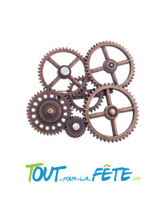 Broche steampunk motifs engrenages 8x7