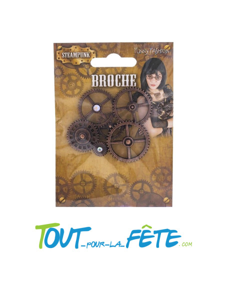 Broche steampunk motifs engrenages 8x7
