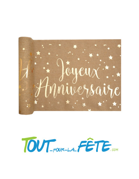 Chemin de Table Joyeux Anniversaire Kraft et Or 3 mètres