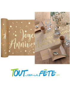Chemin de Table Joyeux Anniversaire Kraft et Or 3 mètres 2