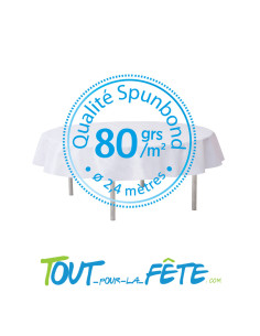 Nappe ronde de diamètre 2.40m blanche en intissé