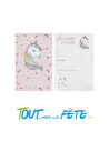 Lot de 6 cartons d'invitation licorne
