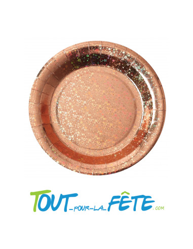 Lot de 10 assiettes étincelante 23 cm rose-gold
