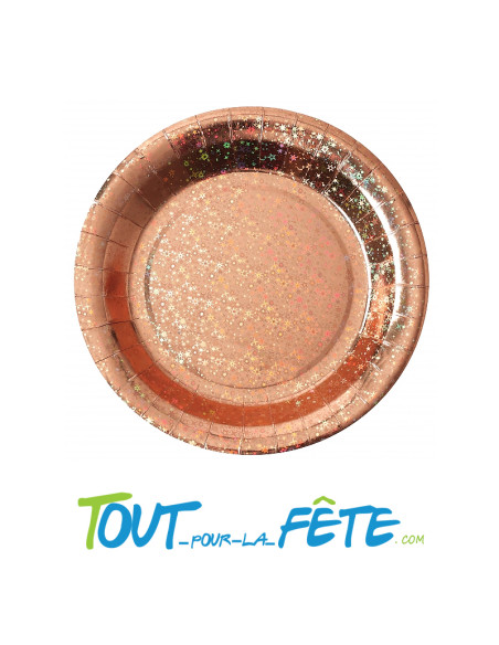 Lot de 10 assiettes étincelante 23 cm rose-gold