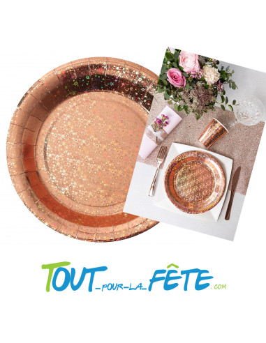 Lot de 10 assiettes étincelante 23 cm rose-gold