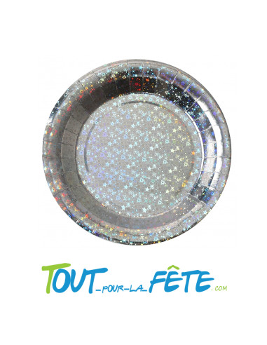Lot de 10 assiettes étincelante 23 cm argent