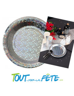 Lot de 10 assiettes étincelante 23 cm argent 2