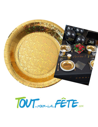 Lot de 10 assiettes étincelante 23 cm or (doré)