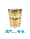 Lot de 10 gobelets Joyeux Anniversaire Or étincelant