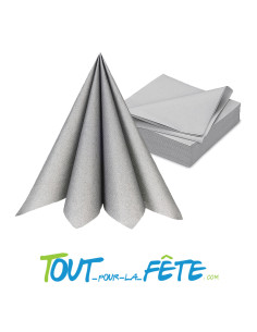 Sachet de 25 serviettes tissus airlaid argent 40x40 CM 2