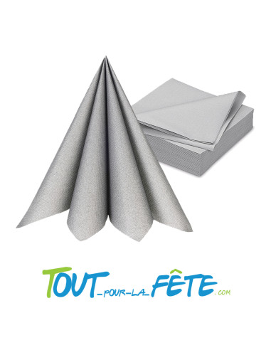 Sachet de 25 serviettes tissus airlaid argent 40x40 CM