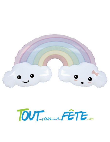 Ballon aluminium Arc en Ciel Kawaï 81cm