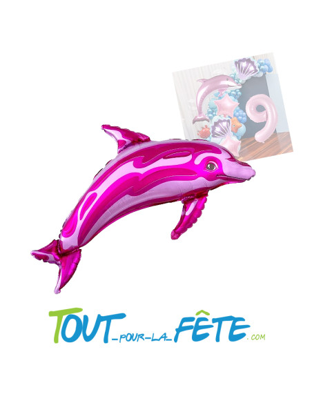 Ballon aluminium dauphin rose 81 cm