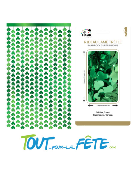Rideau a frange trèfles Saint-Patrick 2m x 1m