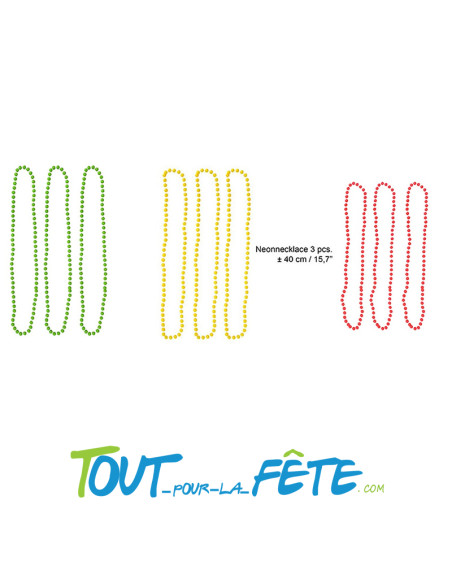 Lot de 3 colliers néon fluo 3 coloris