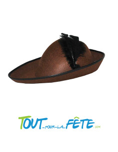 Chapeau Robin des bois brun avec plume noir