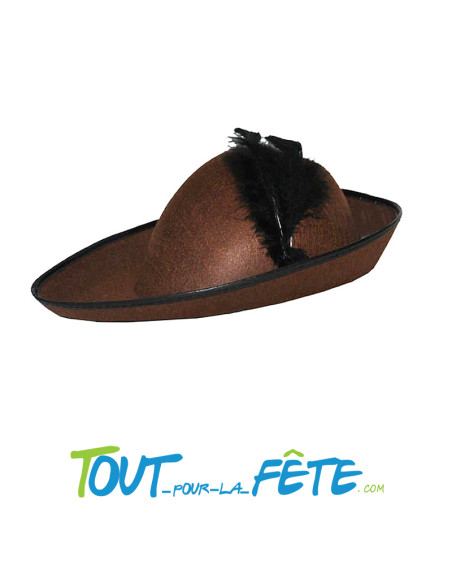 Chapeau Robin des bois brun avec plume noir