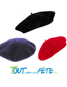 Béret noir / rouge / bleu
