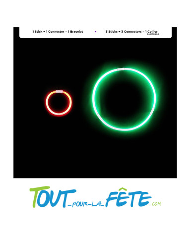 Lot de 100 bracelets fluo lumineux a craquer