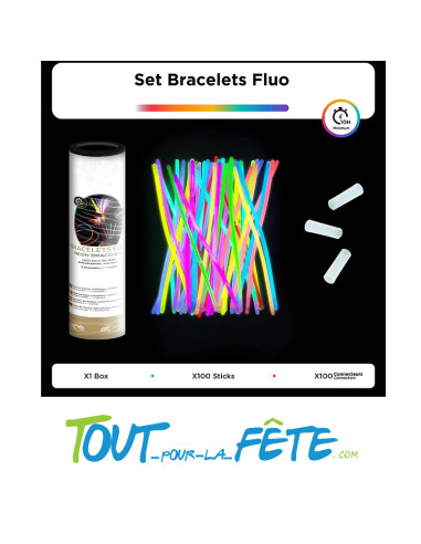 Lot de 100 bracelets fluo lumineux a craquer