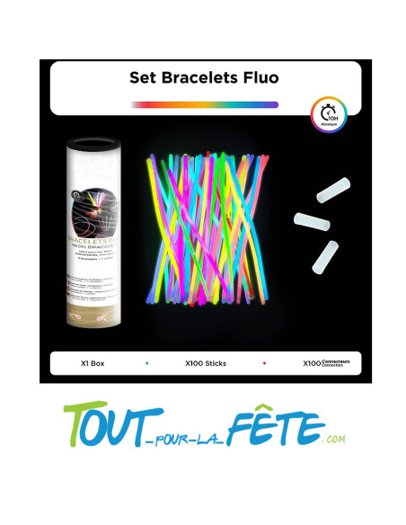 Lot de 100 bracelets fluo lumineux a craquer