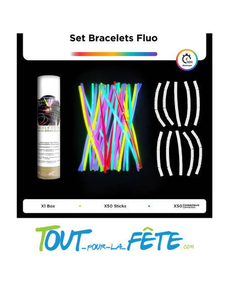 Lot de 50 bracelets fluo lumineux a craquer