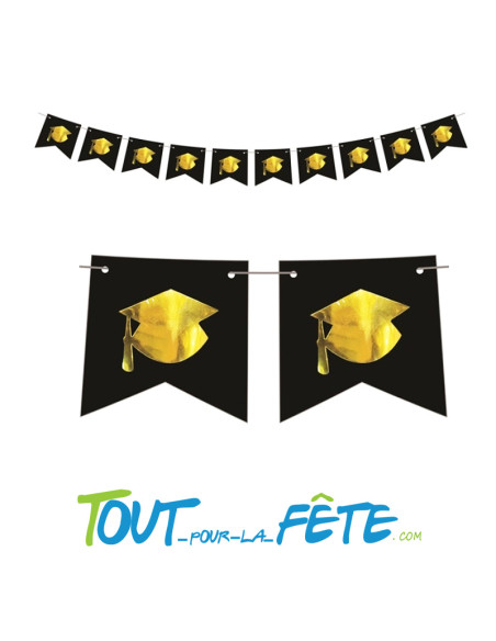 Guirlande fanion diplôme noir et or 5 m