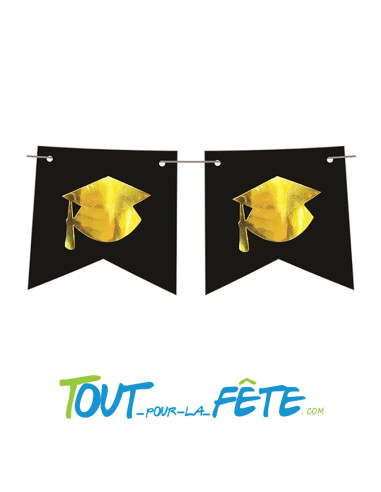 Guirlande fanion diplôme noir et or 5 m