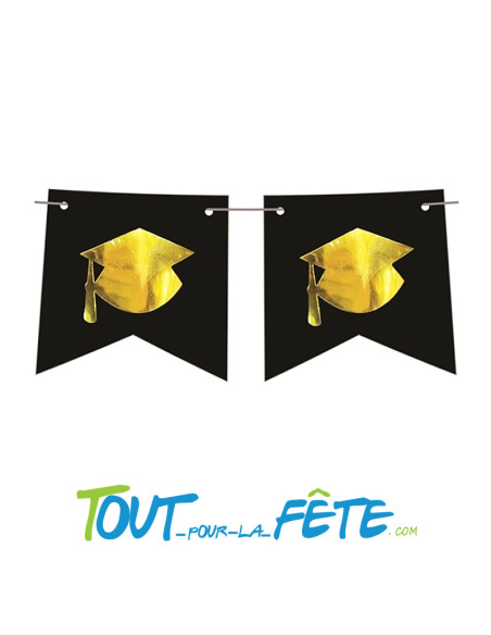 Guirlande fanion diplôme noir et or 5 m