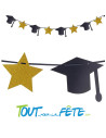 Guirlande diplôme noir et or 3 m