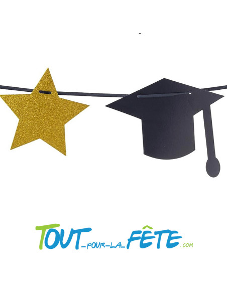 Guirlande diplôme noir et or 3 m