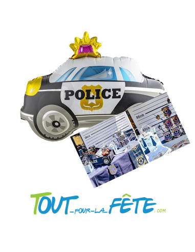 Ballon aluminium voiture de police 69 x 59 cm