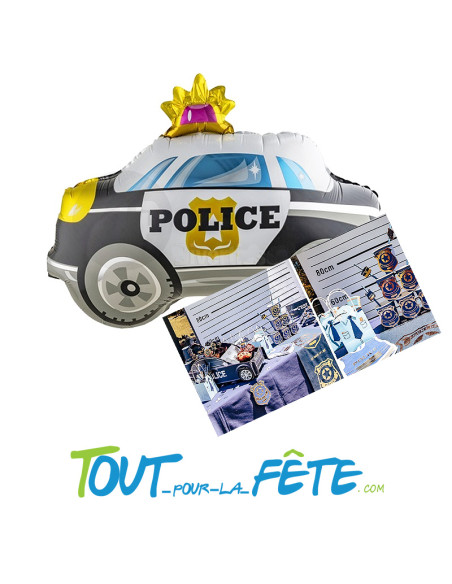Ballon aluminium voiture de police 69 x 59 cm