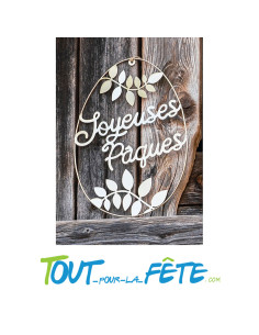 Œuf a suspendre joyeuses Pâques métal doré 40cm 2