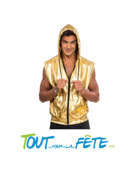 Veste sans manche a capuche or taille L