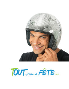 Casque de scooter / moto argenté boule à facette