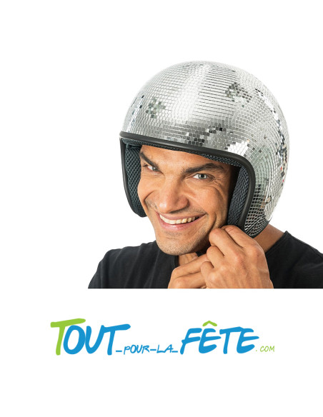 Casque de scooter / moto argenté boule à facette