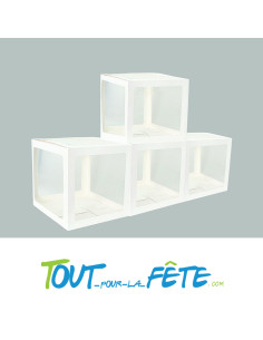 4 cubes carton blancs et transparents personnalisables 30cm