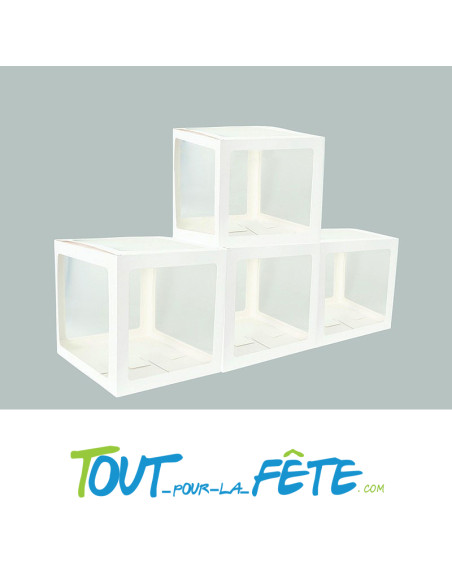 4 cubes carton blancs et transparents personnalisables 30cm