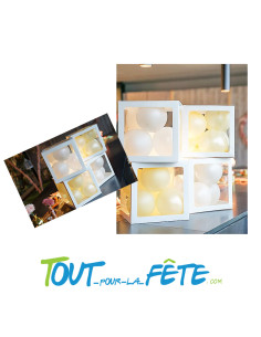 4 cubes carton blancs et transparents personnalisables 30cm 2