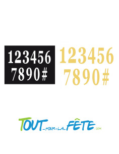 12 chiffres adhésifs Taille géante 14cm ( 2 coloris disponibles )