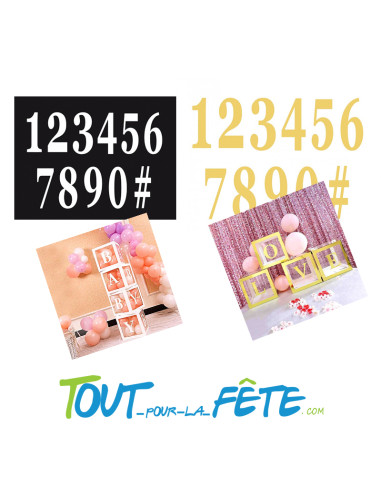 12 chiffres adhésifs Taille géante 14cm ( 2 coloris disponibles )