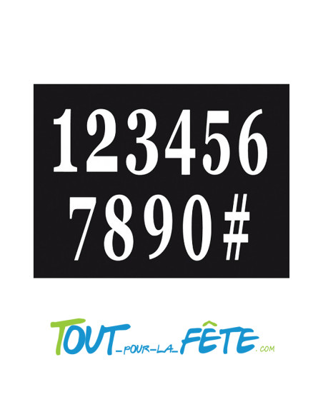 12 chiffres adhésifs Taille géante 14cm ( 2 coloris disponibles )