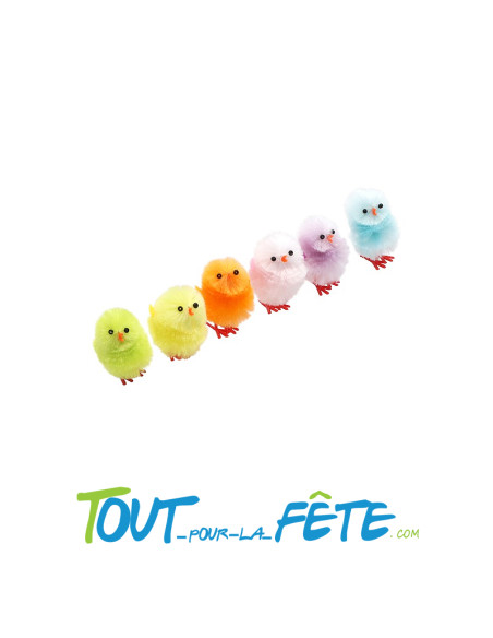 Boite 6 poussins multicolores 4 cm
