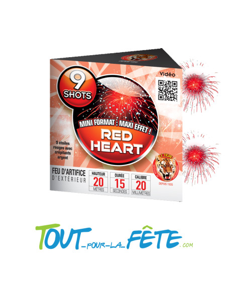 Feux d'artifice compact RED HEART 9 coups (usage extérieur