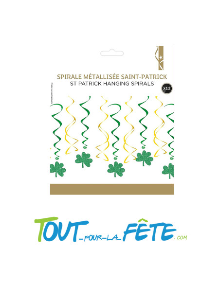 Lot de 12 spirales métallisées Saint-Patrick