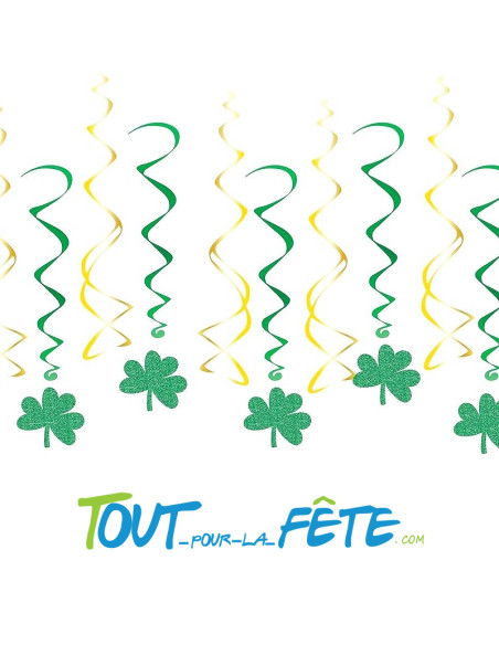 Lot de 12 spirales métallisées Saint-Patrick