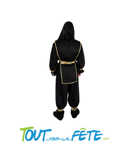 Déguisement de ninja noir et doré taille adulte