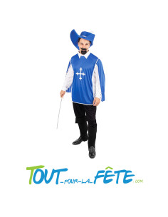 Costume mousquetaire bleu taille adulte homme